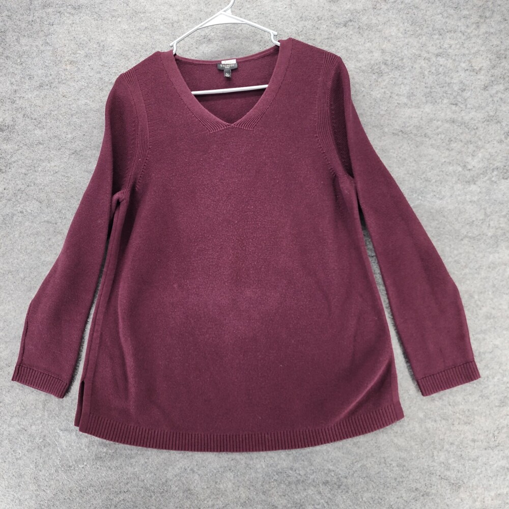 Talbots Sweater Womens Large Petite V Neck Long Sleeve Red